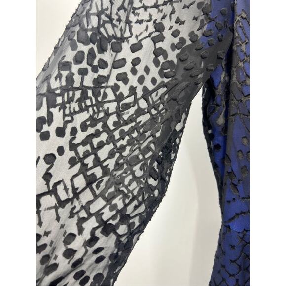 BCBGMAXAZRIA Blue Runway Long Sleeve Tired Silk Skirt Dress 4‎ - Picture 5 of 9